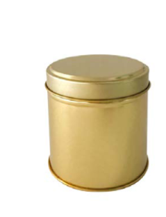 Envase metálico de hojalata 8.9 x 8.9 cm dorado