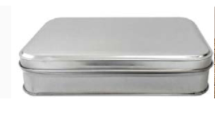 Envase metálico rectangular 10.8 x 16.8 x 4 cm plata