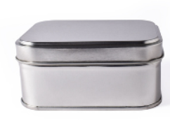 Envase metálico rectangular 10.7 x 8 x 5 cm plata