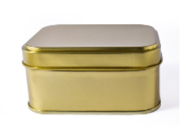 Envase metálico rectangular 10.7 x 8 x 5 cm dorado
