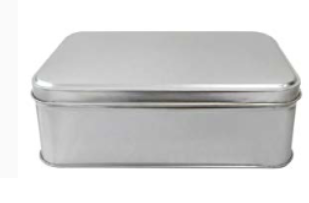 Envase metálico rectangular 16.8 x 10.5 x 6.4 cm plata